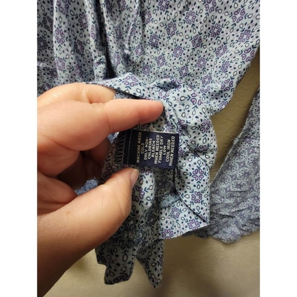 American Eagle Outfitters Women’s Sz M Blue Floral Tie-Front Blouse - Picture 3 of 4